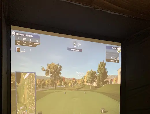 Uneekor QED simulator bay at GolfX 24-hour indoor golf in Franklin, Massachusetts