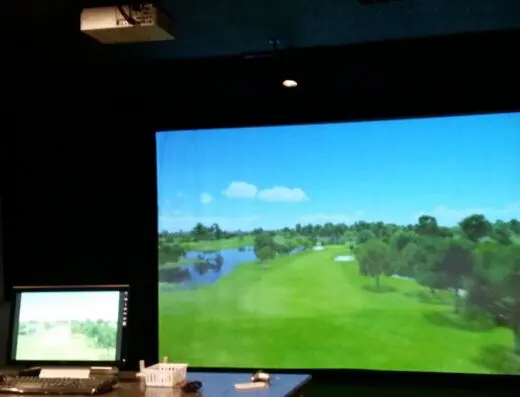 Simulator screen at Swing Rite Golf Center in Lima, OH