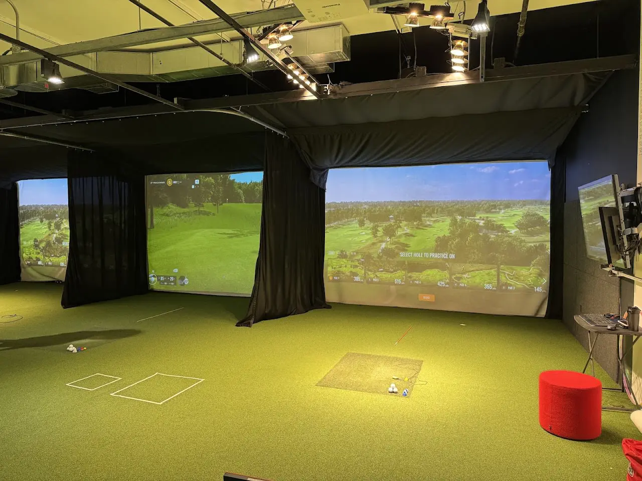 Indoor golf instruction at The Bridge Golf Learning Center in Harlem, New York