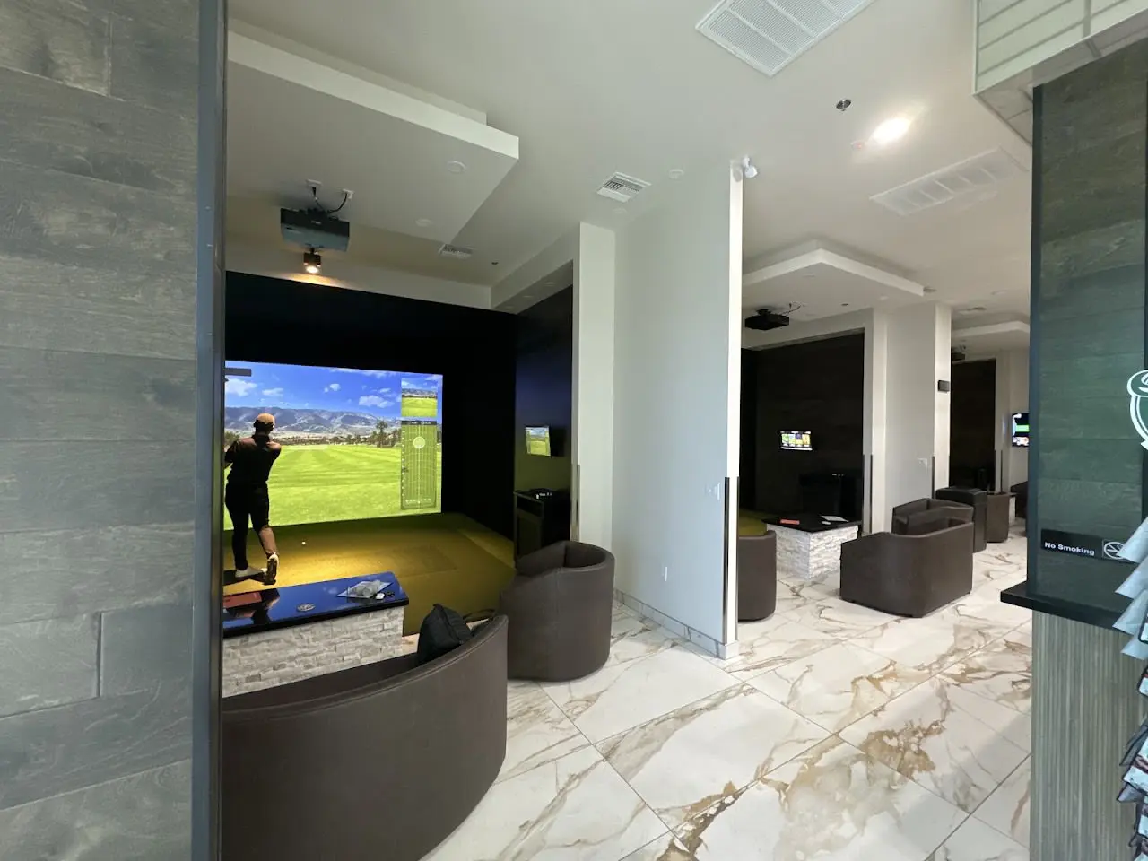 Trackman simulator bays at The Golf Stop on St Rose Parkway in Henderson, Nevada