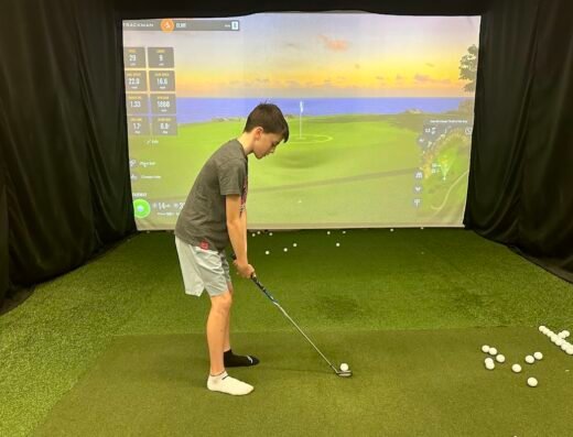 Golf simulator bay at Ellicottville Indoor Golf in Ellicottville