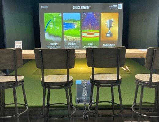 Golf simulator bay at The Golf Crypt in Jupiter