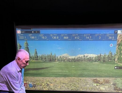 Simulator screen at Scarlett's Golf Experience in Post Falls, ID