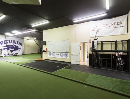 Indoor hitting bay at Trevino Golf Institute in Reno, NV